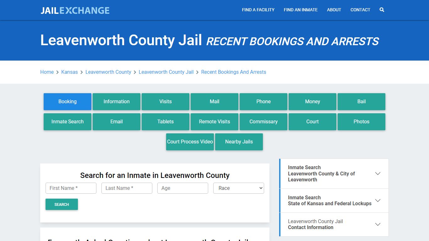 Leavenworth County Jail Recent Bookings And Arrests