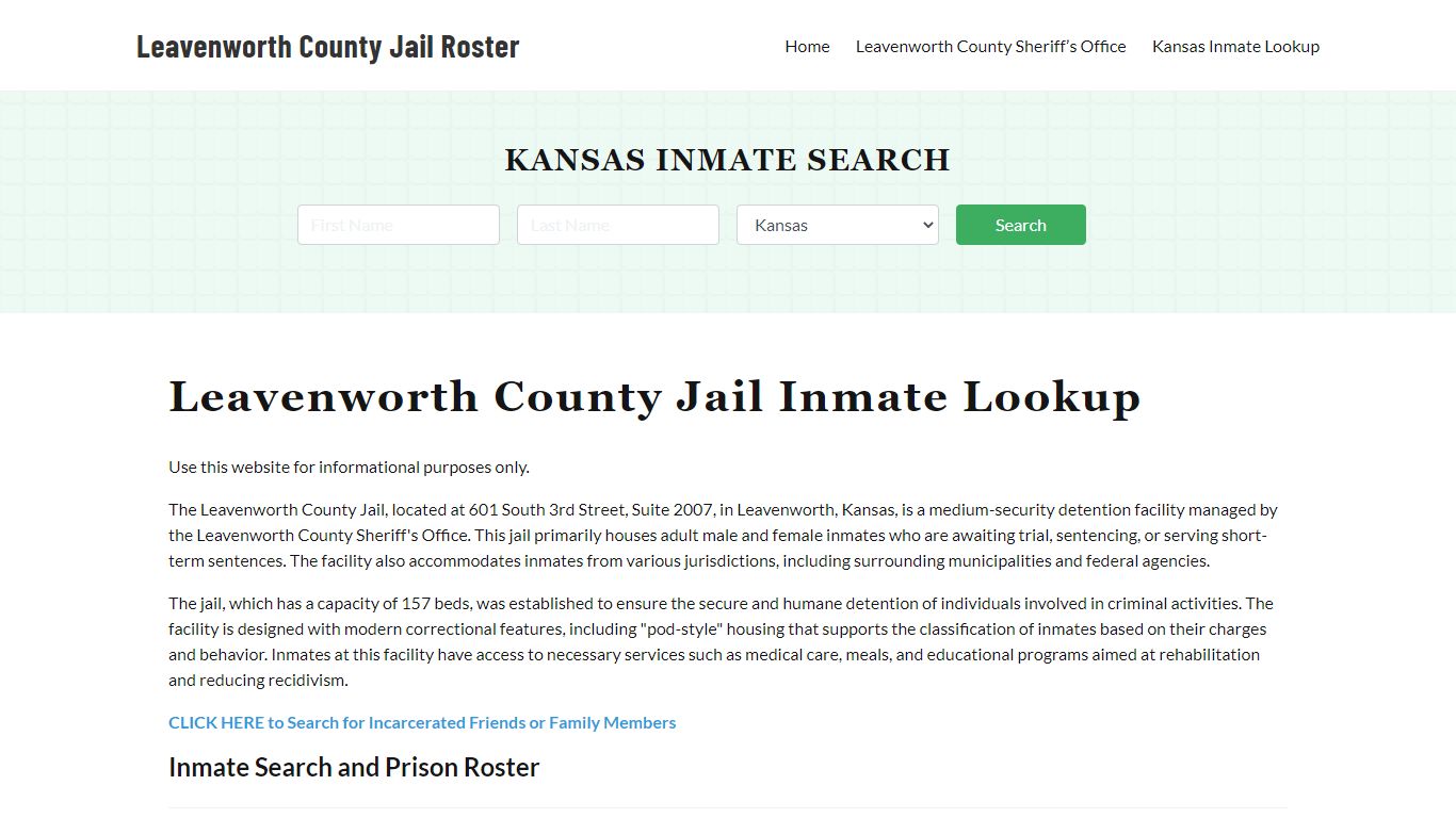 Leavenworth County Jail Roster Lookup, KS, Inmate Search